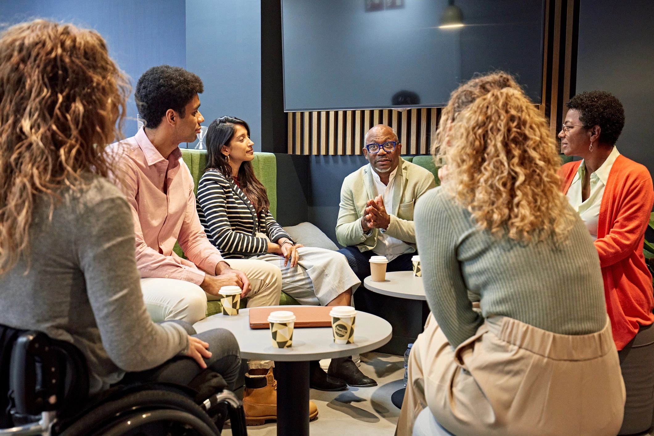 Team members in a planning discussion